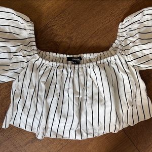 Forever 21 off shoulder pin stripe crop top